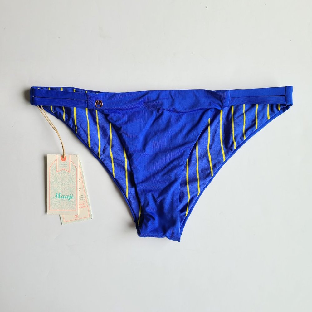 Maaji Pacific Blue Split Signature Cut Bikini Bottoms Size Large - New With Tags